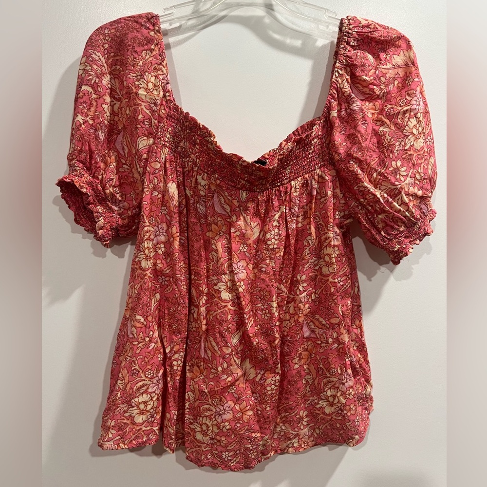 J. Crew Orange Cotton Floral Top